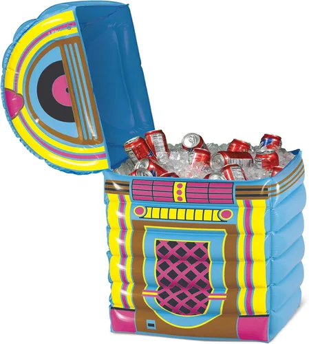 Miniatura 6 de Beistle Enfriador inflable - Decoraciones de fiesta de los años 50 y 80, contenedores de bebidas, enfriador de bebidas, decoraciones temáticas