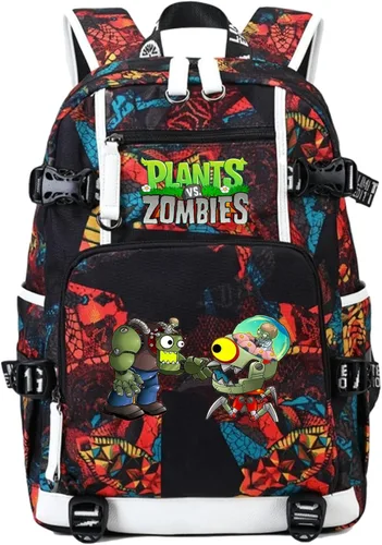 Miniatura 16 de ISaikoy Game Plants vs. Zombies - Mochila de hombro para libros, mochila escolar, mochila para computadora portátil, color rojo1