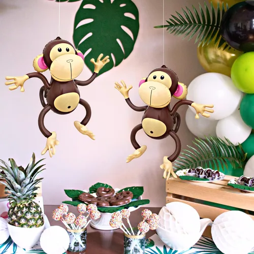 Miniatura 3 de Monos inflables (paquete de 2) monos grandes de 27 pulgadas inflables para decoración de selva, decoraciones de cumpleaños de selva, suministros