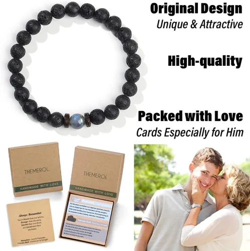 Miniatura 7 de Christmas Stocking Stuffers for Kids/Teen Boys/Men-Love/Strength-Handmade Gemstone Bracelets with Inspiratioanl Card