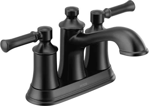 Moen Dartmoor 6802BL - Grifo de lavabo de baño tradicional de dos asas, color negro mate Mate negro