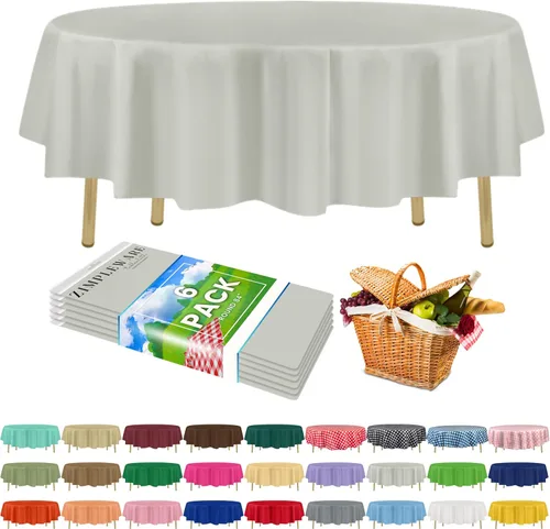 Miniatura 66 de Zimpleware - Mantel redondo de plástico para fiestas de 213 cm (84 pulgadas) de diámetro (paquete de 1, 6 y 12 unidades)