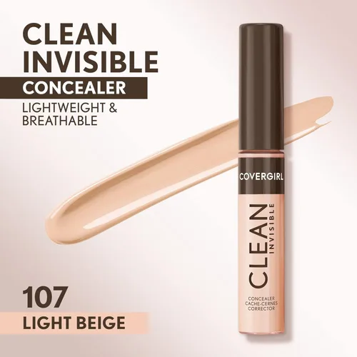 Miniatura 2 de Covergirl Corrector invisible limpio, ligero, hidratante, fórmula vegana, beige claro 107, 0.23 onzas 107 Beige Claro