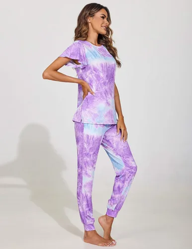 Miniatura 4 de Ekouaer Conjuntos de pijama de manga corta para mujer con pantalones largos