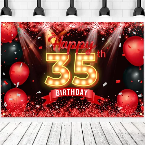 Miniatura 17 de Cartel de feliz cumpleaños 10 años, fondo rojo y negro, decoraciones de cumpleaños para niñas y niños de 10 años, artículos de fotografía