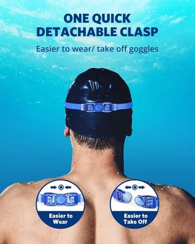 Miniatura 6 de Aegend Gafas de natación, gafas de natación sin fugas, protección completa para adultos, hombres, mujeres y jóvenes Azul y plateado.