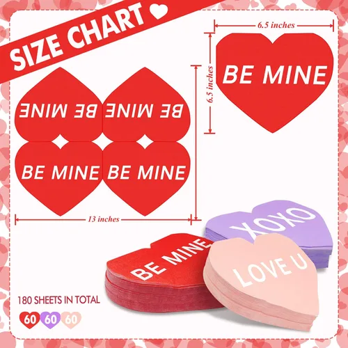 Miniatura 2 de 180 servilletas para el día de San Valentín, en forma de corazón, corazón rojo, desechables para cenas, almuerzos, bebidas, suministros de fiesta