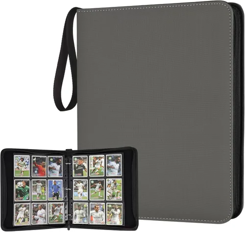 Miniatura 15 de GERMUN Carpeta de tarjetas de poliuretano, 16 bolsillos, carpetas de soporte premium para más de 1000 tarjetas, álbum de bolsillo de doble cara