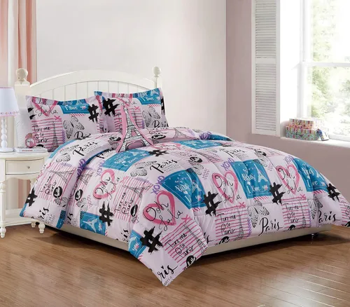 Miniatura 3 de LinenTopia Juego de ropa de cama Queen de 8 piezas para niñas, cama en una bolsa, juego de edredón para niños con sábanas de cama, funda