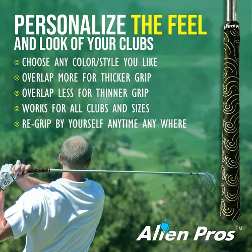 Miniatura 6 de ALIEN PROS Paquete de 6 cintas de envoltura con agarre de golf Blue Waves & Black Clouds Mix - ReGrip en 1 minuto