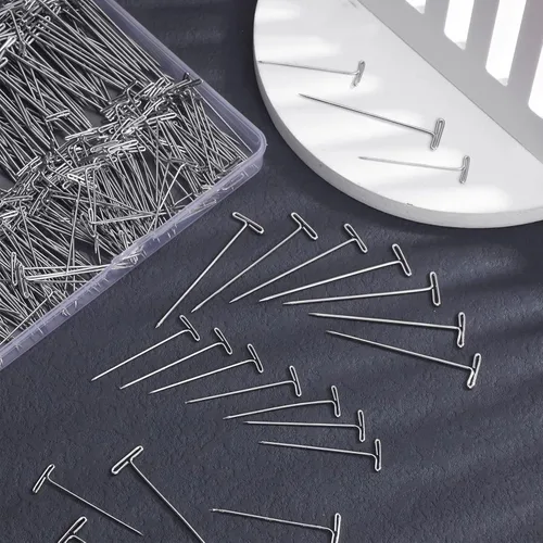 Miniatura 7 de 400 alfileres de peluca chapados en acero en forma de T para coser, bloquear, tejer, 2 pulgadas, 1.5 pulgadas
