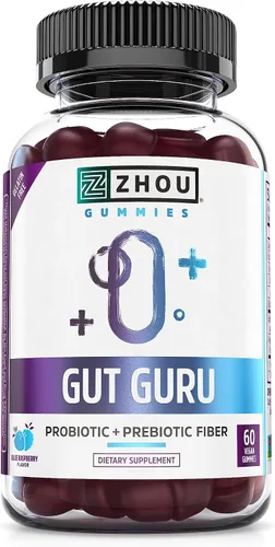 Zhou Gut Guru - Gomitas de salud intestinal para hombres y mujeres, suplemento de fibra prebiótica y probiótica para la digestión y apoyo a la salud