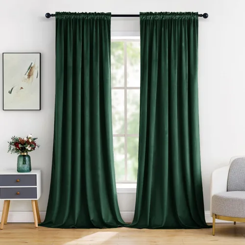 Miniatura 52 de MIULEE - Juego de 2 paneles de cortinas negro opacas y térmicas de terciopelo para la sala de estar y dormitorio, con bolsillo para cortinero, de 63