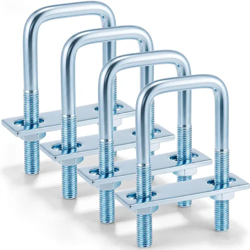 Miniatura 25 de Dunzy 6 pernos cuadrados en U chapados en zinc, perno en U de acero al carbono resistente, suministros industriales y científicos para tubo
