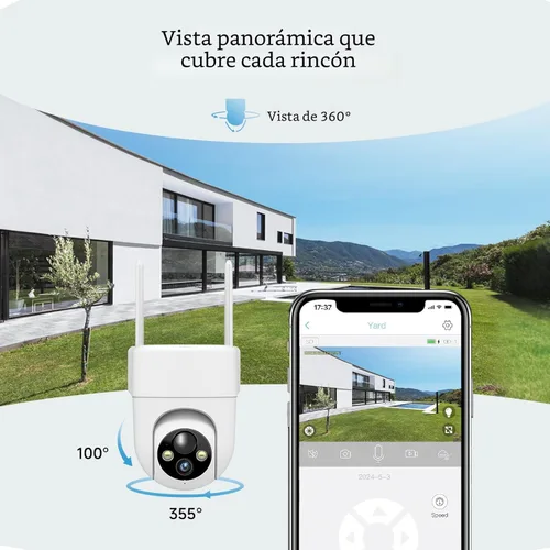 Miniatura 3 de Oculview Cámaras de seguridad solar 2K inalámbricas para exteriores, 2 cámaras inalámbricas para exteriores con visión de 360°, cámaras
