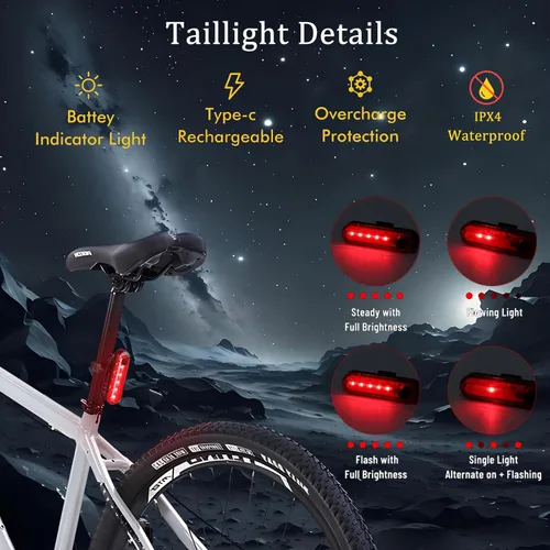Miniatura 3 de Luz de Bicicleta LED Super Brillante, Faro de Bicicleta Recargable USB, Faro de Bicicleta Resistente al Agua, Faro de Bicicleta de 2500 Lúmenes