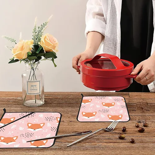 Miniatura 6 de Lindos soportes para ollas de Fox Smile, 2 unidades para cocina, almohadillas calientes resistentes al calor para cocinar a la parrilla, hornear