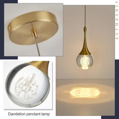Miniatura 2 de Lámpara colgante LED moderna para isla de cocina, iluminación colgante de techo de cristal de lágrima dorada regulable para comedor, dormitorio
