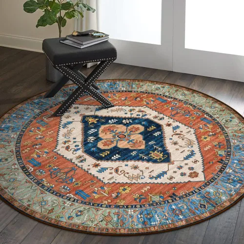 Miniatura 8 de Lahome - Tapete con diseño bohemio, pequeño, antideslizante, lavable, ultradelgado, con estampado oriental desgastado, para entrada, cocina