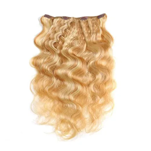 Miniatura 6 de Mechones resaltados P27/613, ondas corporales, rubio, 3 mechones de cabello humano brasileño sin procesar, virgen, extensiones de cabello