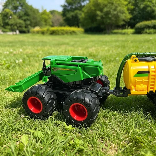 Miniatura 5 de Combine Harvester Tractor con remolques, juego de 4 juguetes de granja para niños y niños pequeños de 3 a 5 años, camiones esparcidores monstruos