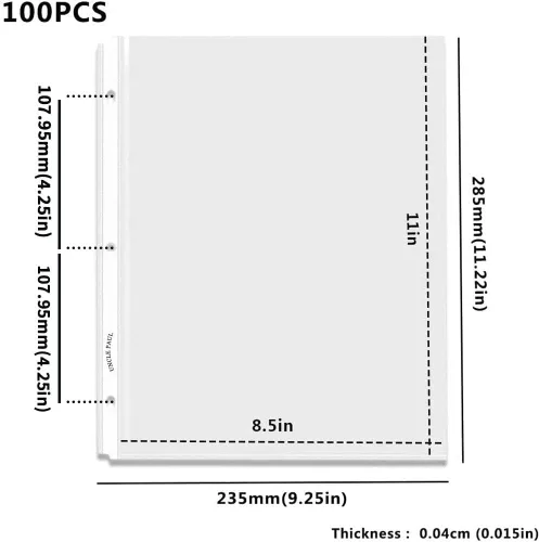 Miniatura 2 de Protectores de hojas, 100 hojas de 4 mils, resistentes, extra pesados, transparentes, carga superior de 8.5 x 11 pulgadas, sin ácidos, para carpeta