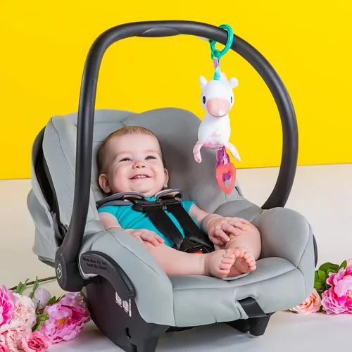 Miniatura 6 de Bright Starts Unicorn Sparkle & Shine Juguete de Peluche Portátil para Cochecito o Portabebés, Edades 0 Meses+, Rosa Unicornio