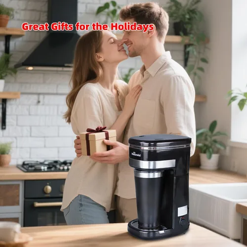 Miniatura 8 de Máquina de Café HousesAid, Cafetera de Porción Individual, Cafetera de Una Taza con Filtro Reutilizable y Botón de Control de Un Toque, Hervidor
