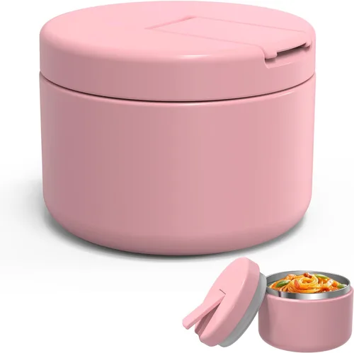 Miniatura 22 de LOHASOK Termo de sopa infantil de 12 onzas para comida caliente, tarro de comida aislado al vacío con tapa de hebilla, de acero inoxidable, boca