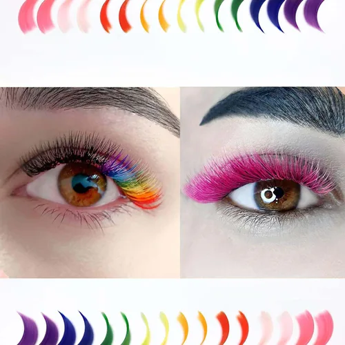 Miniatura 5 de THE LASH SUPPLY Extensiones de pestañas de volumen de color para Halloween, rizo CC, 0.51-0.70 pulgadas de longitud, 0.07 de grosor, rizo natural