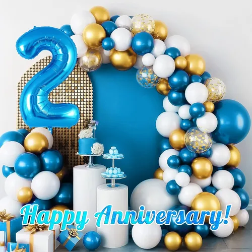 Miniatura 6 de Globos azules con número 2 de 40 pulgadas, globos grandes de helio de aluminio con número, globos gigantes de Mylar número 2 para decoración