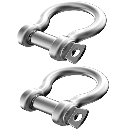 Hulless 2 grilletes de anillo en D de acero inoxidable 304 de 3/8 de pulgada de 0.394 pulgadas para alambre de acero de tracción, 0.394 pulgadas