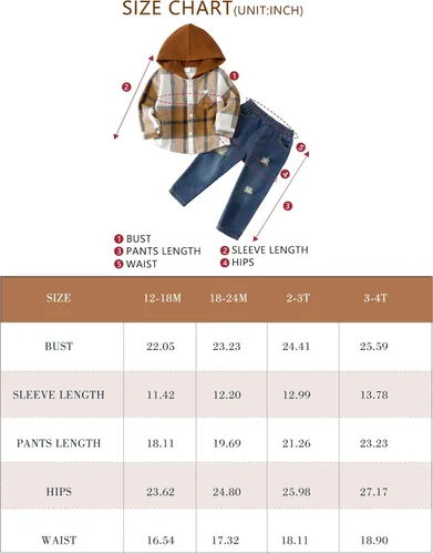 Miniatura 5 de Renotemy Toddler Baby Boy Clothes Denim Outfits Infant Hooded Sweatshirt Jeans Clothing For Little Boys