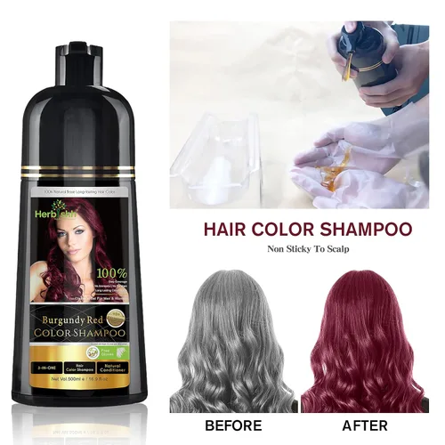Miniatura 9 de Herbishh Combo de fortalecimiento del cabello que contiene champú de color para el cabello, tinte para el cabello, 16.9 fl oz borgoña + aceite