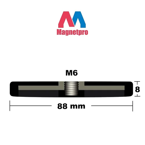 Miniatura 2 de Magnetpro 2 Piezas Imanes de Montaje Fuertes con Revestimiento de Goma Antiarañazos, Más de 120 LB de Potencia Adhesiva, Base de Ensamblaje