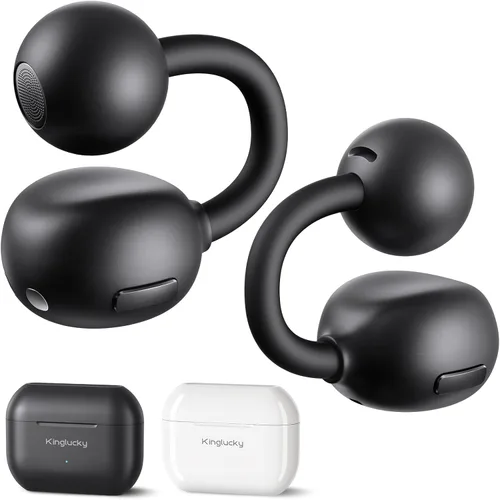 Miniatura 8 de Kinglucky Auriculares de oreja abierta para orejas pequeñas, auriculares inalámbricos Bluetooth 6.0 con clip con botón físico, ultraligeros de 0.15