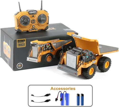 Miniatura 5 de Dwi Dowellin Juguetes de Camión Volquete con Control Remoto para Niños de 4-7, Carro RC de Construcción con Luces/Sonidos para Niños de 8-12 Años
