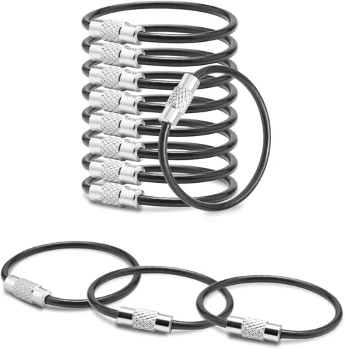 Miniatura 8 de Paquete de 100 llaveros de alambre grandes de 6 pulgadas, llavero de metal a granel para etiquetas de equipaje al aire libre (grueso: 0.079 pulgadas)