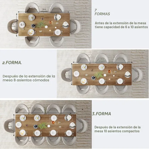 Miniatura 5 de STHOUYN Mesa de comedor rústica extensible de estilo granja para 8 10, 70.9" (86.6") x 31.5", Mesa de comedor rectangular para 6-10, Mesa de cocina