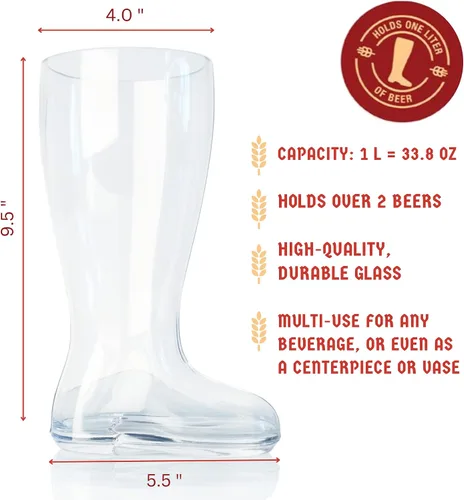 Miniatura 2 de Big Betty Das Boot - Taza de cristal para botas de cerveza para celebración del Oktoberfest, día de San Patricio, despedidas de soltero/despedida