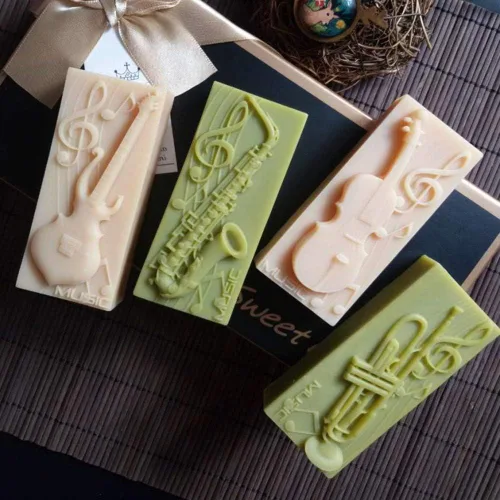 Miniatura 9 de Molde de jabón de silicona musical de 4 cavidades, cera perfumada, resina de yeso, manualidades, molde de silicona, guitarra, bajo, trompeta