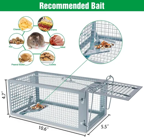 Miniatura 6 de Trampa para animales vivos, jaula plegable resistente para gatos, ardillas, zorrillos, mapaches, zorros, zorros, captura y liberación de zorros