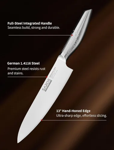 Miniatura 2 de Cuchillo de cocina japonés de 8 pulgadas, cuchillo de chef profesional Gyuto hecho de acero alemán 1.4116, mango antideslizante de acero, hoja