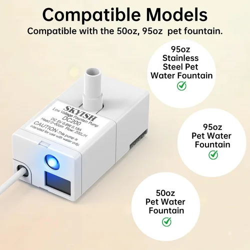 Miniatura 2 de Bomba de fuente de agua para gatos para fuente de 50 onzas, 95 onzas, ultra silenciosa, cable USB, luz LED y paquete de 6 filtros de fuente