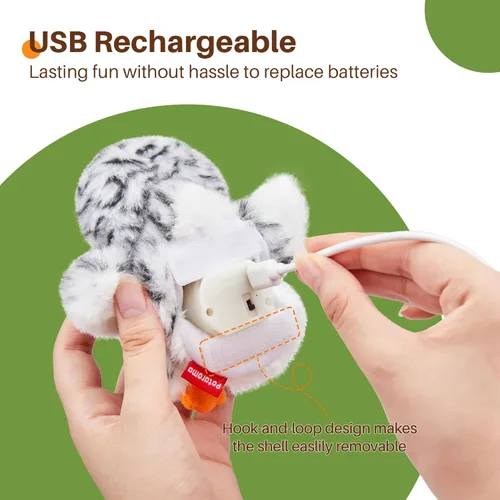 Miniatura 5 de Potaroma Juguetes para gatos con forma de búho que aletea (sin volar), chirrido de pájaro realista, juguete recargable para gatitos, juguete