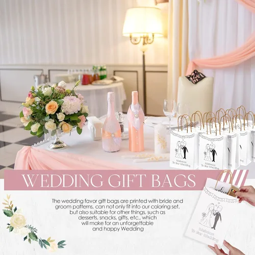 Miniatura 5 de Gueevin 48 piezas de actividades de boda para niños, libros para colorear empaquetados individualmente, libros para colorear de boda, bolsas