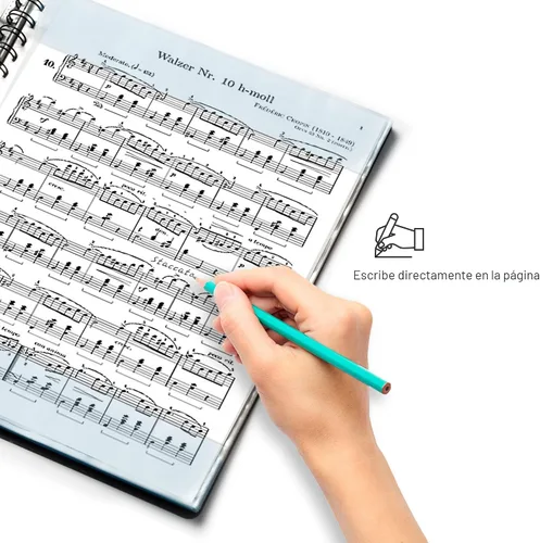 Miniatura 2 de Carpeta de partituras (1 paquete, negro) – 40 fundas para mostrar 80 páginas organizador de carpeta en espiral para soporte de música – Se adapta a