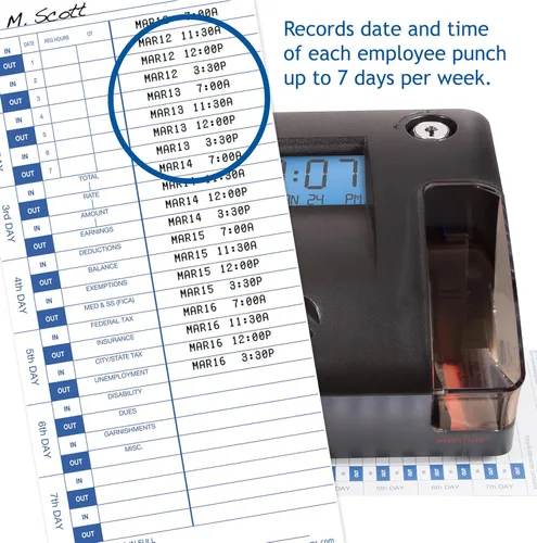 Miniatura 5 de Pyramid Time Systems - Reloj de tiempo de empleado de doble función 3600SS y sello de documentos con alineación LED SmartSite y ventana Tri-View