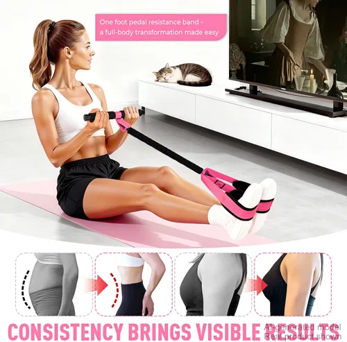 Miniatura 6 de Pedal Resistance Band with Handle, Upgraded Durable Thickened Latex Tubes and Soft Foam Fabric Foot Pedal, Sit Up Exercise Equipment for Abdomen