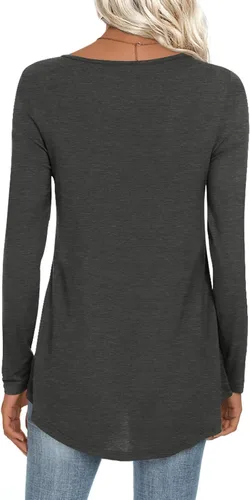 Miniatura 3 de CATHY Túnica casual de manga larga para mujer, ajuste holgado, elegante para llevar con leggings, camisas elásticas de invierno